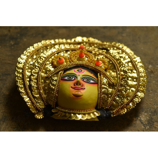 shop handmade chhau mask from bangal - durga-golden