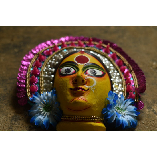 shop handmade chhau mask from bangal - durga-golden