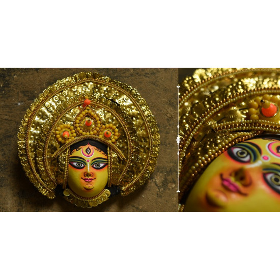 shop handmade chhau mask from bangal - durga-golden