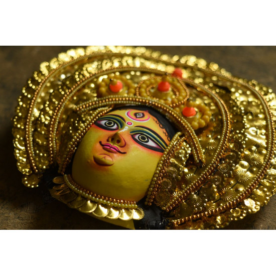 shop handmade chhau mask from bangal - durga-golden