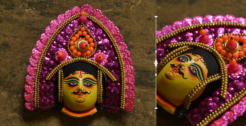 Handmade chhau mask from bangal - Kartikeya 