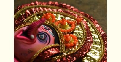 Mukhauta. मुखौटा ~ Chhau Mask ~ Pink Face Ganesha (Big)