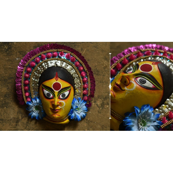 shop handmade chhau mask from bangal - durga-golden