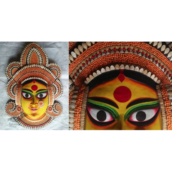 shop Seeds handmade chhau mask from bangal - durga-golden