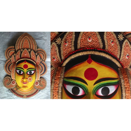 shop handmade Seeds chhau mask from bangal - durga-golden