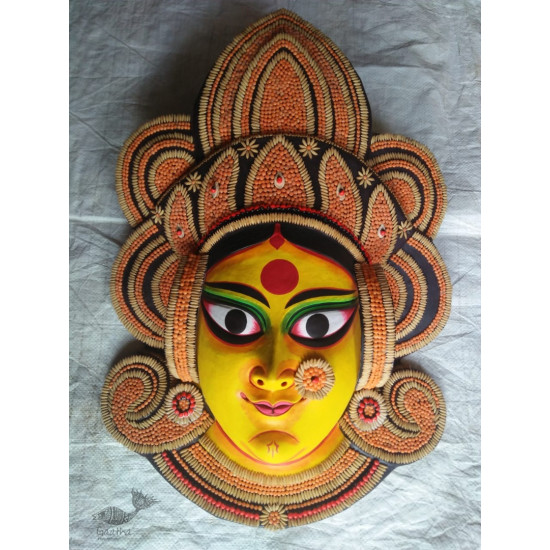 shop handmade Seeds chhau mask from bangal - durga-golden