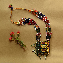FolkLove | Handmade Tribal Necklace / Embroidered & Bead Necklace 