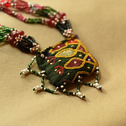 FolkLove | Handmade Tribal Necklace / Embroidered & Bead Necklace 