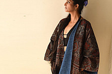 Kimono | Reversible Ajrakh & Denim Jacket - Black