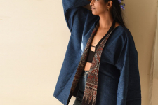 Kimono | Reversible Ajrakh & Denim Jacket - Black