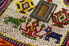 Prachin . प्राचीन | Handmade Bead Work ~ Old Decorative Wall Hanging - Fan