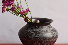 Antiquities from Khajuraho ~ Carving on Brass Lota / Pot - D