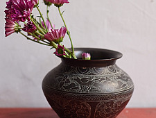 Antiquities from Khajuraho ~ Carving on Brass Lota / Pot - D