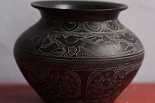 Antiquities from Khajuraho ~ Carving on Brass Lota / Pot - D