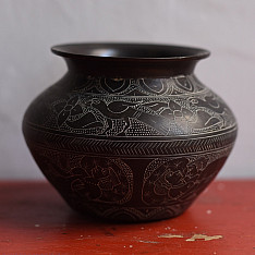 Antiquities from Khajuraho ~ Carving on Brass Lota / Pot - D