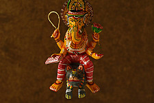 Wooden Toys | Flying Ganesha on Mushak (Two Color Options)