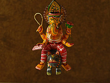 Wooden Toys | Flying Ganesha on Mushak (Two Color Options)