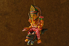 Wooden Toys | Flying Ganesha on Mushak (Two Color Options)