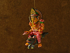 Wooden Toys | Flying Ganesha on Mushak (Two Color Options)