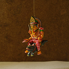Wooden Toys | Flying Ganesha on Mushak (Two Color Options)