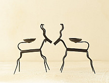 Ahou | Wrought Iron ~ Goat Candle Holder (Set of Two)