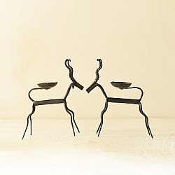 Ahou | Wrought Iron ~ Goat Candle Holder (Set of Two)
