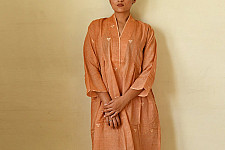 Jamdani - Handloom Cotton Dress - Light Brown