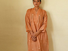 Jamdani - Handloom Cotton Dress - Light Brown