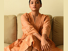 Jamdani - Handloom Cotton Dress - Light Brown