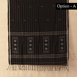 Aamaya . आमाया | Handloom Soft Cotton Jamdani Stole (Two Options) - Black