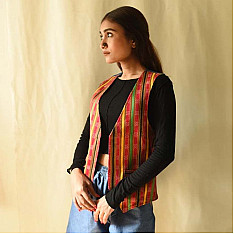 Mashru & Denim Jacket | Reversible Koti