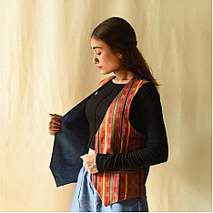 Mashru & Denim Jacket | Reversible Koti