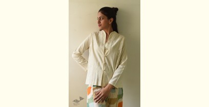Shweta . श्वेता | Handloom Cotton Designer Top | Off White 