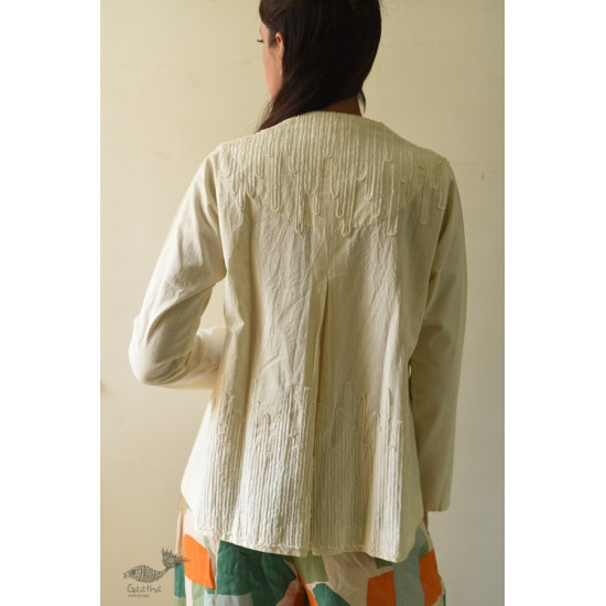 shop Handloom Self Checks Cotton - Off White Top