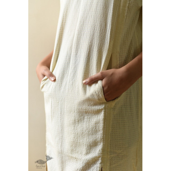 shop Handloom Self Off White Cotton - Dress