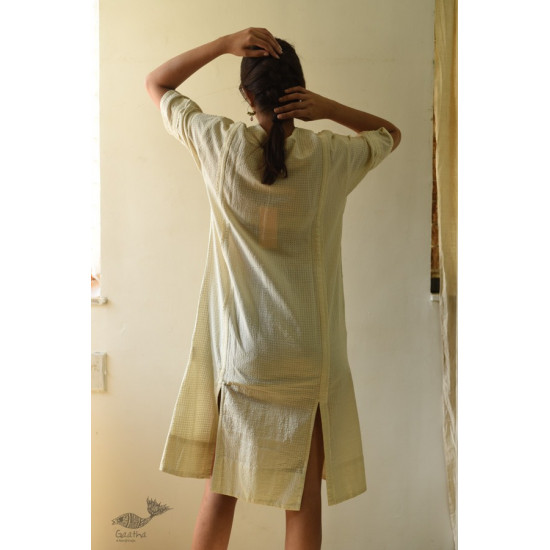 shop Handloom Self Off White Cotton - Dress