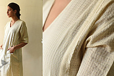 Shweta . श्वेता | Handloom Cotton Designer Dress | Off White