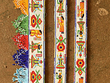 Shubh-Laabh . शुभ लाभ - Glass Bead Door Toran with Side Latkan (Set of Three) - Shrinathji Motif