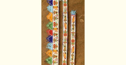 Shubh-Laabh . शुभ लाभ - Glass Bead Door Toran with Side Latkan (Set of Three) - Shrinathji Motif