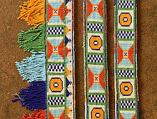 Shubh-Laabh . शुभ लाभ - Glass Bead Door Toran with Side Latkan (Set of Three)