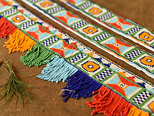 Shubh-Laabh . शुभ लाभ - Glass Bead Door Toran with Side Latkan (Set of Three)