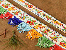 Shubh-Laabh . शुभ लाभ - Glass Bead Door Toran with Side Latkan (Set of Three) - Shrinathji Motif