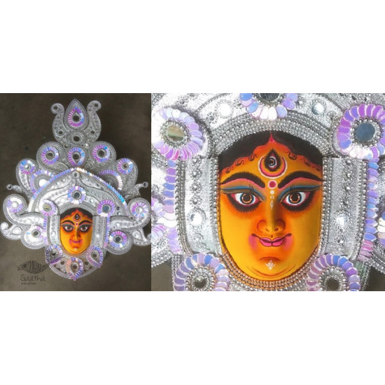 shop handmade chhau mask from bangal - durga silver