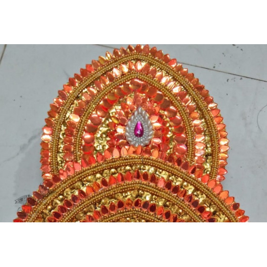 shop handmade chhau mask from bangal - durga orange