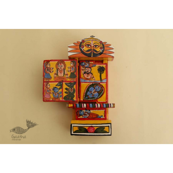 कथनिक ☀ Kaavad ~ A Wooden Shrine (Yellow - 20 cm) ~ 136