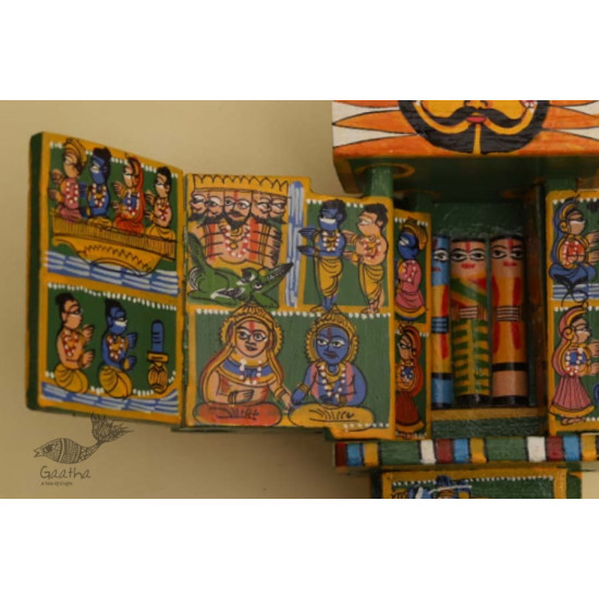 कथनिक ☀ Kaavad ~ A Wooden Shrine (Green - 20 cm) ~ 135