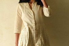 Handloom Cotton Designer Off White Dress