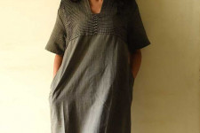 Handloom Cotton Designer Carbon Black Dress