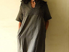 Handloom Cotton Designer Carbon Black Dress