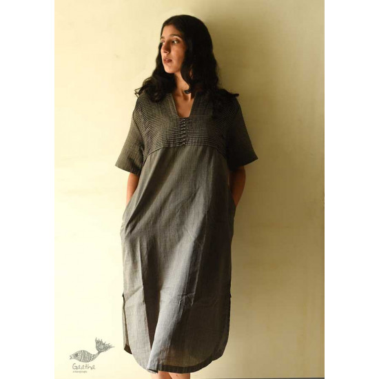 shop Handloom Cotton Carbon Black Dress